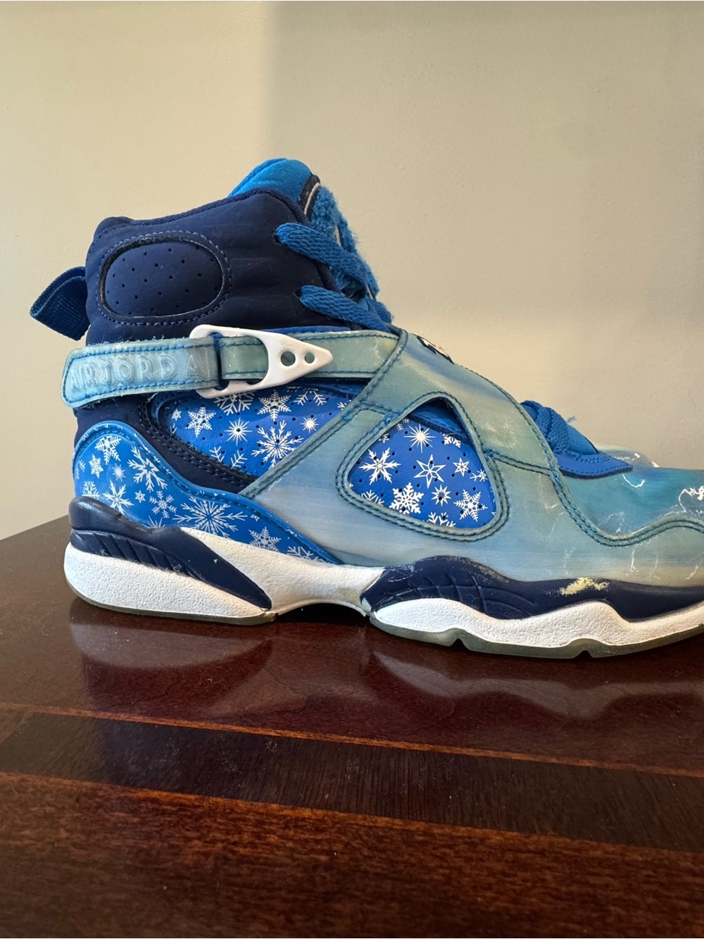 Jordan Air Jordan 8 Kids Blue “Snowflake” High-Top Sneakers Size 6.5